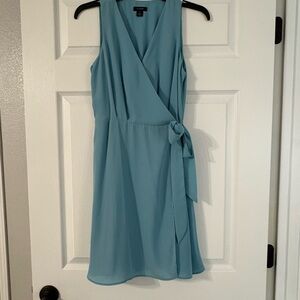 Halogen Sky Blue Sleeveless Wrap Dress